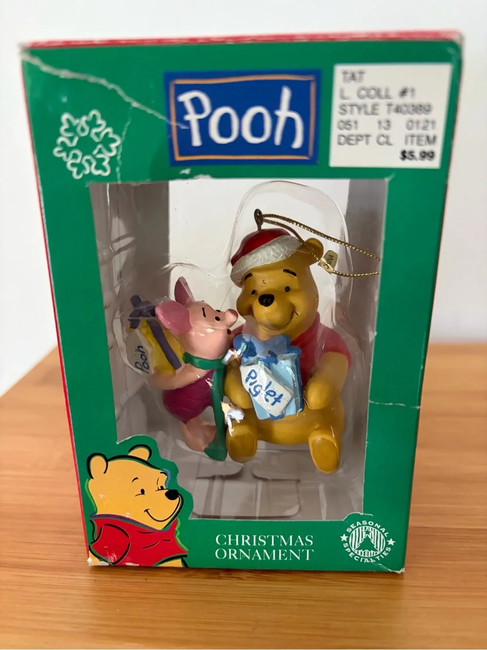 Vintage Disney Pooh & Piglet Christmas Ornament - Holiday Collectible!